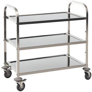 HOMCOM Carrello da Cucina 3 Ripiani e 4 Ruote con Freni Cuscinetti Anti-Collisione in Acciaio Inossidabile 430 Argento 85x45x90cm|Aosom