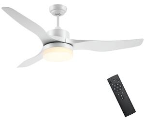 HOMCOM Ventilatore da Soffitto con Luce LED Regolabile in 3 Modalità e Telecomando Incluso, 6 Velocità, per Interni, Φ132x40 cm, Bianco|Aosom