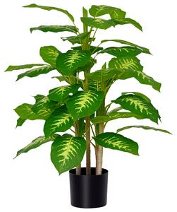 HOMCOM Pianta Artificiale Sempreverde con Vaso Φ17x14.5 cm Nero per Interni ed Esterni, Altezza Pianta 95 cm|Aosom