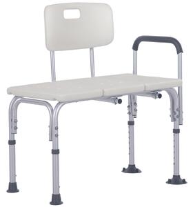 Homcom Sedia da Doccia con Altezza Regolabile su 6 Livelli, Piedini e Bracciolo Antiscivolo, Ampia Seduta (68.5x40.5cm)|Aosom