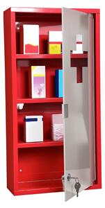 HOMCOM Armadietto Medicinali 4 Livelli Porta in Vetro, Incluse 2 chiavi, 60×30×12cm Rosso|Aosom Italy