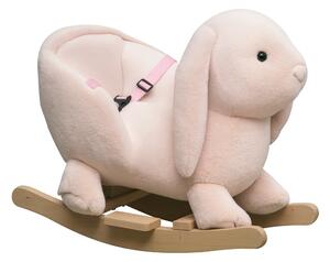 HOMCOM Cavallo a dondolo stile coniglio seduta imbottita con suono 3 LR44 batterie per bambini 18-36 mesi rosa Max.carico 40kg|Aosom