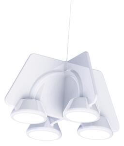 Lampada a sospensione a LED TWIN in acciaio e policarbonato 60x60xh120 cm 36 W- 2250 Lumen Bianco