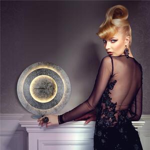 Abat Jour, Orologio, Lampada da tavolo a LED TIMES in Foglia di Argento 40x40xh41cm 18 W- 1640 Lumen , colore bianco