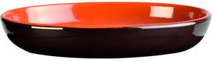 Tegame ovale, pirofila in Terracotta Smaltata 28xh5,0 cm - lt 1,0 peso 0.90 kg No Piombo no Cadmio linea Terra Colore marrone