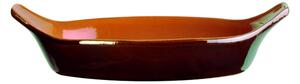 Teglia Ovale, pirofila in Terracotta Smaltata 20xh4,6 cm - lt 0,3 peso 0,4 kg No Piombo no Cadmio linea Terra Colore marrone