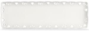 Vassoietto rettangolare traforato in porcellana bianca traforata 35x11,5 cm adatto per caff�, pasticcini , torrone e dolci colore bianco