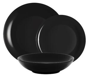 Servizio piatti 18 pezzi 6 posti tavola in porcellana con decoro Sottosmalto Collezione Mitika lavabile in lavastoviglie colore nero