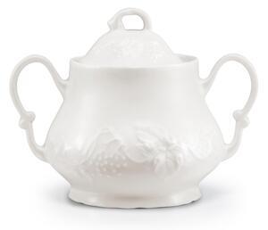 Zuccheriera in in porcellana con decoro a rilievo 14x9,5xh11,5 cm Collezione Toscana lavabile in lavastoviglie porcellana Di Limoges Bianco Freddo