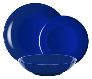 Servizio piatti 18 pezzi 6 posti tavola in porcellana con decoro Sottosmalto Collezione Mitika lavabile in lavastoviglie colore Blu Portofino