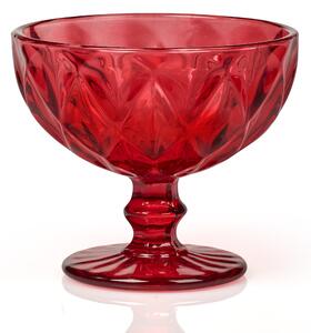 Coppetta macedonia GELATO in vetro SET DA 6 PZ ressato Geometrie � 12x h 10,5 cm - 210 Ml lavabile in lavastoviglie, adatta al microonde colore Rosso