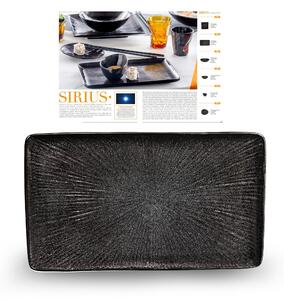 Piatto rettangolare stoneware Gres SIRIUS 30x18xh2,5 cm Decorazione sotto smalto lavabile in lavastoviglie Nero Lucido