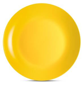 Piatti piani set pezzi 6 posti tavola in porcellana con decoro Sottosmalto Collezione Mitika lavabile in lavastoviglie Giallo Sorrento