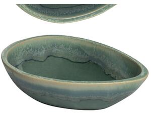 Insalatiera fonda forma irregolare in GRES porcellanato 23,5x18xh7 cm Collezione NORDIC lavabile in lavastoviglie decorato con smalti reattivi decoro acqua