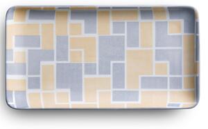 Set vassoietti rettangolari 4 Pezzi 30x18 cm adatto per caff�, pasticcini , torrone e dolci adatto alla lavastoviglie colore colore beige Grigio Bianco