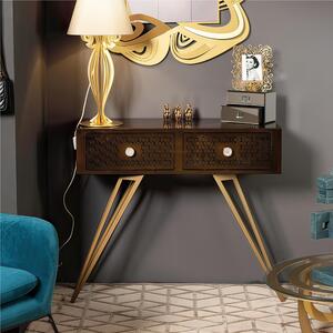 Consolle MAYFAIR Grande In metallo tagliato al laser Dimensioni 100x 5 x h80 cm cm colore Caramello/Oro trasparente