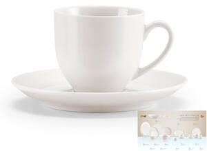 Tazzine Da Caffe con piattino set da 6 in porcellana SKANDIA 6,5x6,5xh5 cm-100 cc Collezione lavabile in lavastoviglie porcellana Di Limoges Bianco Freddo