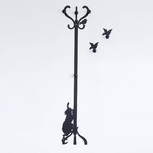 Appendi Abiti Romeo E Gli Uccellini in metallo, 30x163h, colore Nero Goffrato