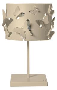 Lampada da tavolo in metallo con Design di farfalle a rilievo Dimensioni 12x12 x h37 cm parti traforate di ali che sono in rilievo colore Crema