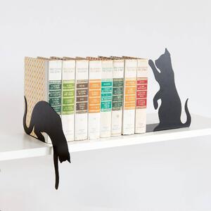 Set Ferma Libri Gatti in metallo, 23h, colore Nero Goffrato