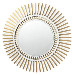 Specchio da parete moderno a raggiera NARCISO circolare, Diametro 90 cm, Lo specchio � composto da tre componenti. La base ha una forma a raggiera e contiene l'attacco alla parete