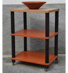 Carrello da cucina in legno con ripiani in massello 50x70xh100 legno di mogano colorato e ripiani in massello Wengh� paprika