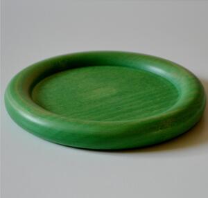 Sottobottiglia in legno di tiglio tornito a mano diametro 13xh1,5 cm Pu� essere usato anche come piattino per il pane colore verde