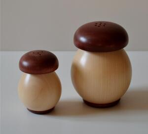 Sale e Pepe coppia in legno di mogano diam. 7,5xh9,7 cm- sale diam. 5,3xh7 cm base colore legno naturale tappo mogano