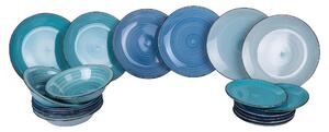 Servizio piatti da 18 pezzi Baita OCEAN in Gres Multicolor dipinto a mano 6 posti tavola diversi