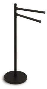 Piantana da bagno Porta salviette base rotonda due bracci INDUSTRIAL 33x15xh90 cm in ottone finitura nero matt