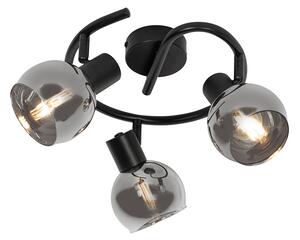 Faretto da Soffitto Smart Nero con Vetro Fumè 3 Luci incl. WiFi P45 - Vidro