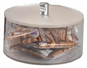 Barattolo trasparente in plexiglass diametro 15x h 8 cm con coperchio e fondo satinato adatto per Bar, Pasticceria, Ristoranti, casa