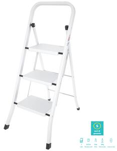 Sgabello in Acciaio verniciato 3 Gradini FACTOTUM 50x65xh108 cm -Peso 6.5 kg gradini zigrinati anti scivolo, colore bianco