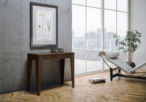 Tavolo Consolle Allungabile ISOTTA Noce Allungabile fino a 302 cm con 5 elementi da 52 cm, tutto in legno di Frassino 90x42xh77 cm colore Noce