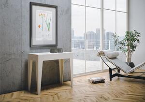 Tavolo Consolle Allungabile ISOTTA Bianco Allungabile fino a 302 cm con 5 elementi da 52 cm, tutto in legno di Frassino 90x42xh77 cm colore bianco