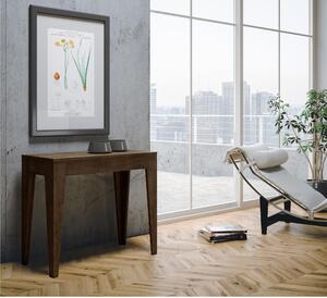 Tavolo Consolle Allungabile ISOTTA Small Noce Allungabile fino a 198 cm con tre elementi da 52 cm, tutto in legno di Frassino 90x42xh77 cm colore Noce