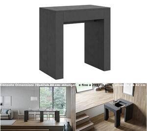 Consolle Allungabile con 6 allunghe Allin 78x47xh80 cm estensibile fino a 299 cm Allunghe all�interno delle gambe tutto in legno di Frassino colore Antracite