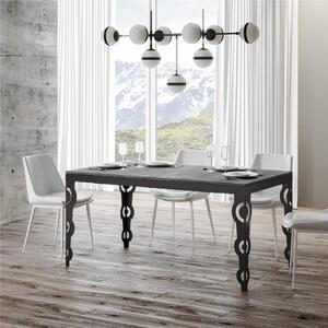 Tavolo Allungabile Quadrato CEMENTO natura Karamay Evolution 120x90xh77 cm estensibile fino a 224 cm tutto in legno di Frassino telaio antracite
