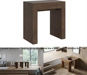 Consolle Allungabile con 6 allunghe Allin 78x47xh80 cm estensibile fino a 299 cm Allunghe all�interno delle gambe tutto in legno di Frassino colore Noce
