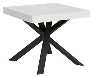 Tavolo Quadrato Allungabile Piano CLERK design Moderno Dimensioni 90x90xh77 cm estensibile fino a 194 cm - 2 allunghe Piano bianco frassino