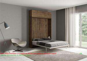 Letto a scomparsa Kentaro Matrimoniale con pensile vasistas - pensile sopra Chiuso Occupa solo 39 cm di profondit�, Dimensioni chiuso 173,6x39,2xh250,5 cm Noce