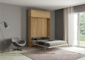 Letto a scomparsa Kentaro Matrimoniale con pensile vasistas - pensile sopra Chiuso Occupa solo 39 cm di profondit�, Dimensioni chiuso 173,6x39,2xh250,5 cm Quercia natura
