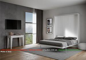 Letto a scomparsa Kentaro matrimoniale c Chiuso Occupa solo 39 cm di profondit�, Dimensioni chiuso 174x39xh210 cm struttura in legno colore Bianco Frassino