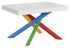 Tavolo Allungabile Piano VOLANTIS design Moderno Dimensioni 90x120xh77 cm estensibile fino a 224 cm telaio 4 colori piano in Legno di Frassino Bianco Frassino