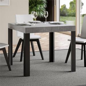 Tavolo Allungabile quadrato LINEA design Moderno Dimensioni 90x90xh77 cm estensibile fino a 246 cm piano in Legno di Frassino , Cemento