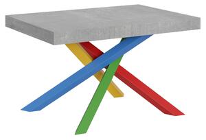 Tavolo Allungabile Piano VOLANTIS design Moderno Dimensioni 90x120xh77 cm estensibile fino a 224 cm telaio 4 colori piano in Legno di Frassino Cemento