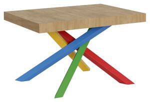 Tavolo Allungabile Piano VOLANTIS design Moderno Dimensioni 90x120xh77 cm estensibile fino a 224 cm telaio 4 colori piano in Legno di Frassino Quercia Natura