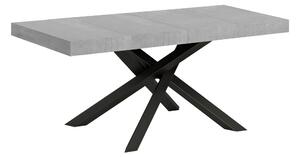 Tavolo Allungabile Piano VOLANTIS design Moderno Dimensioni 90x140x h77 cm estensibile fino a 244 cm telaio ANTRACITE piano in Legno di Frassino Cemento