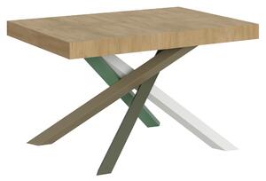 Tavolo Allungabile Piano VOLANTIS design Moderno Dimensioni 90x120xh77 cm estensibile fino a 224 cm telaio Colorato 4 colori piano in Legno Quercia Natura