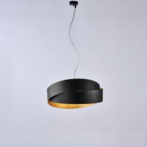 Sospensione in ferro laccato bianco con cavo in acciaio regolabile 2 luci ASTRO Dimensioni 46xh 22 cm Cavo allungabile fino a 122 Cm colore Nero/Oro